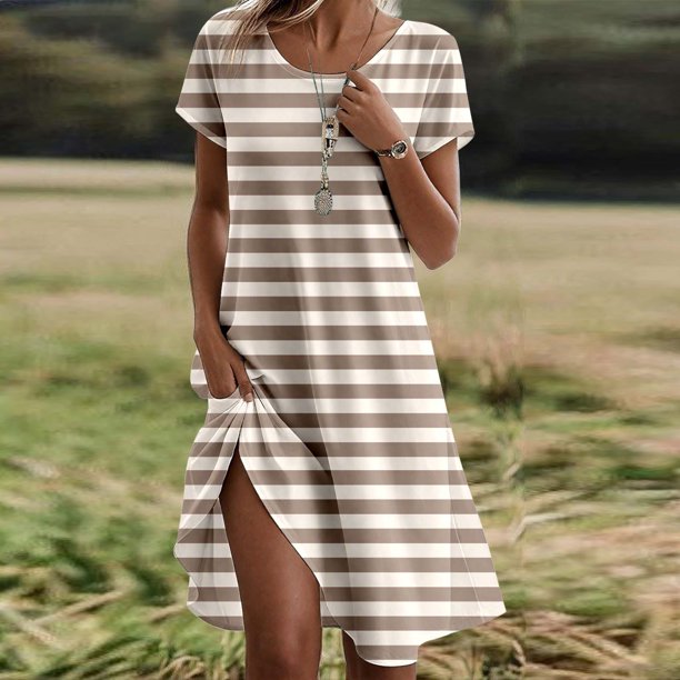 WILLBEST Vestidos Vestidos Casuales para Mujer Vestido de Trabajo Cómodo con Diseño Acampanado para Uso Diario y En El Hogar XXXGrande