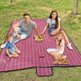 thumbnail image 1 of Extra Large Plaid Picnic Blanket with Handles Waterproof Beach Garden Outdoor Washable Picnic Camping Blanket 150cm X 200cm (Red), 1 of 4