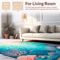 thumbnail image 2 of ODIKA 4'x6' Machine Washable Non-Slip Area Rug, Abstract Coral Reef Inspired With Flowing Shapes High Traffic Rug, Teal, 183372, 2 of 7
