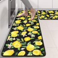 thumbnail image 2 of Kitchen Rugs Sets Of 2,Yellow Lemon Fruit Flowers Black Pattern Anti Fatigue Kitchen Mat Rugs Non Slip Washable,Decorative Kitchen Floor Mats for Kitchen,Sink,Laundry,17"x47"+17"x47", 2 of 5