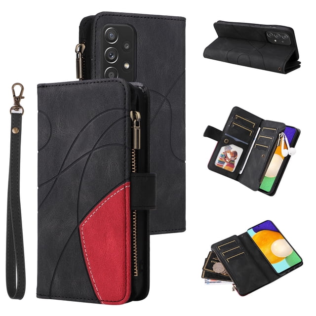 Compatible with Samsung Galaxy A52S 5G Wallet Case with Card Slots PU Leather Zipper Flip Folio Cover