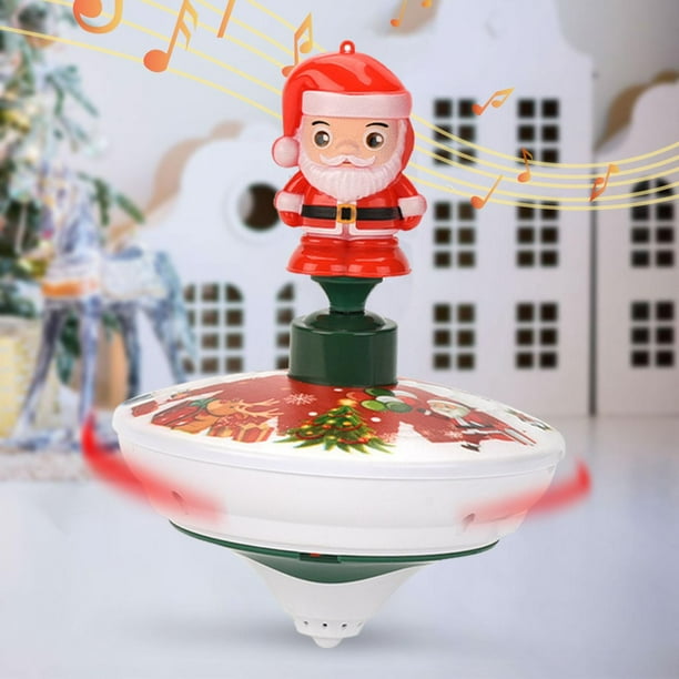 Peonza giratoria de Papá Noel con luz, juguete novedoso giratorio con música, giroscopio multicolor, regalo de Navidad para niños, juguete giratorio