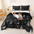 thumbnail image 3 of Manfei 3D Geometric Triangle Queen Comforter Set, Black White Comforter Sets Queen, Black Reversible 3-Piece, 1 Comforter and 2 Pillowcases, 3 of 6