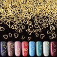 thumbnail image 1 of PAGOW 1000 piezas 3D oro corazón arte de uñas metal encanto kit amor pequeños metálicos DIY tachuelas lentejuelas decoración de San Valentín primavera verano accesorios regalo para mujeres niña (5/0.2, 1 of 5