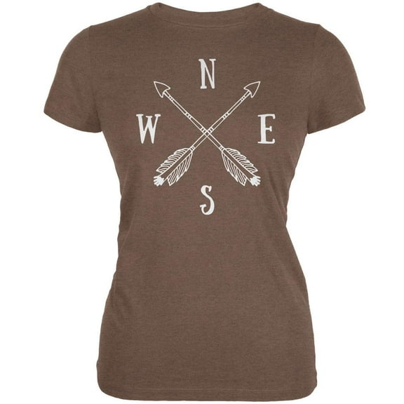 North South East West Arrows Heather Brown Juniors Soft T-Shirt - X-Large