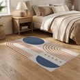 thumbnail image 2 of ODIKA 5'x7' Blue Orange Mid Century Modern Geometric Washable Area Rug Retro Arch Pattern with Circular Motifs Non-Slip, Chair-Friendly for Dining Room, Under Table, Home Office, 2 of 7