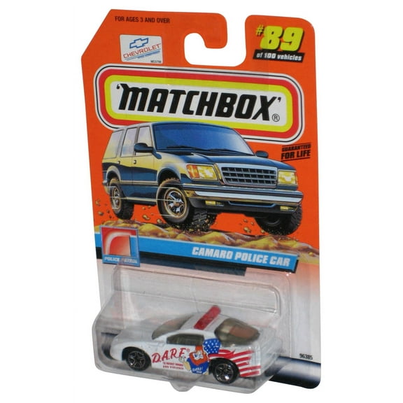 Matchbox Police Patrol (1999) White Camaro Police Car Toy DARE Vehicle #89/100