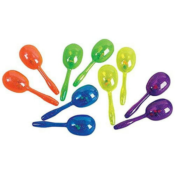 Rhode Island Novelty 5" Glitter Maracas, Assorted Colors, 12 Count