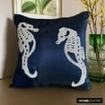 thumbnail image 2 of The HomeCentric Navy Blue Shams Beaded Sea Horse Ocean Beach Theme Pillow Shams Pack of 2 24x24 inch (60x60 cm) Pillow Sham Square Silk Pillow Shams Mediterranean Pillow Sea Easter-Navy Blue Sea Horse, 2 of 10