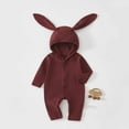 thumbnail image 5 of DHFJKG Infant Toddler Ribbed Hooded Jumpsuits Winter Clothes Long Sleeve Solid Color Button Down Onesie Newborn Lightweight Cozy One-Pieces, 5 of 6