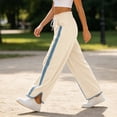 thumbnail image 6 of hotojiny Wide Leg Pants for Women Fashion High Waist Side Striped Baggy Sweat Pants Drawstring Athletic Casual Pants(White,X-Large), 6 of 6