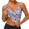 thumbnail image 4 of Haiem Bees And Daisies Striped Pattern Womens Sports Bra - U Neck Padded Low Impact Yoga Bra Workout Crop Top Gym Moisture-Wicking Workout Vest -Large, 4 of 9