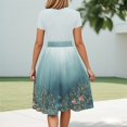 thumbnail image 3 of Maxi Dress For Women, 2025 Summer Casual Dress Floral Belted Short Sleeve Round Neck Cocktail Beach Sundress Lightweight Wedding Guest Party Daily Wear Elegant Midi Dress (L, Sky Blue) ZMTing, 3 of 3