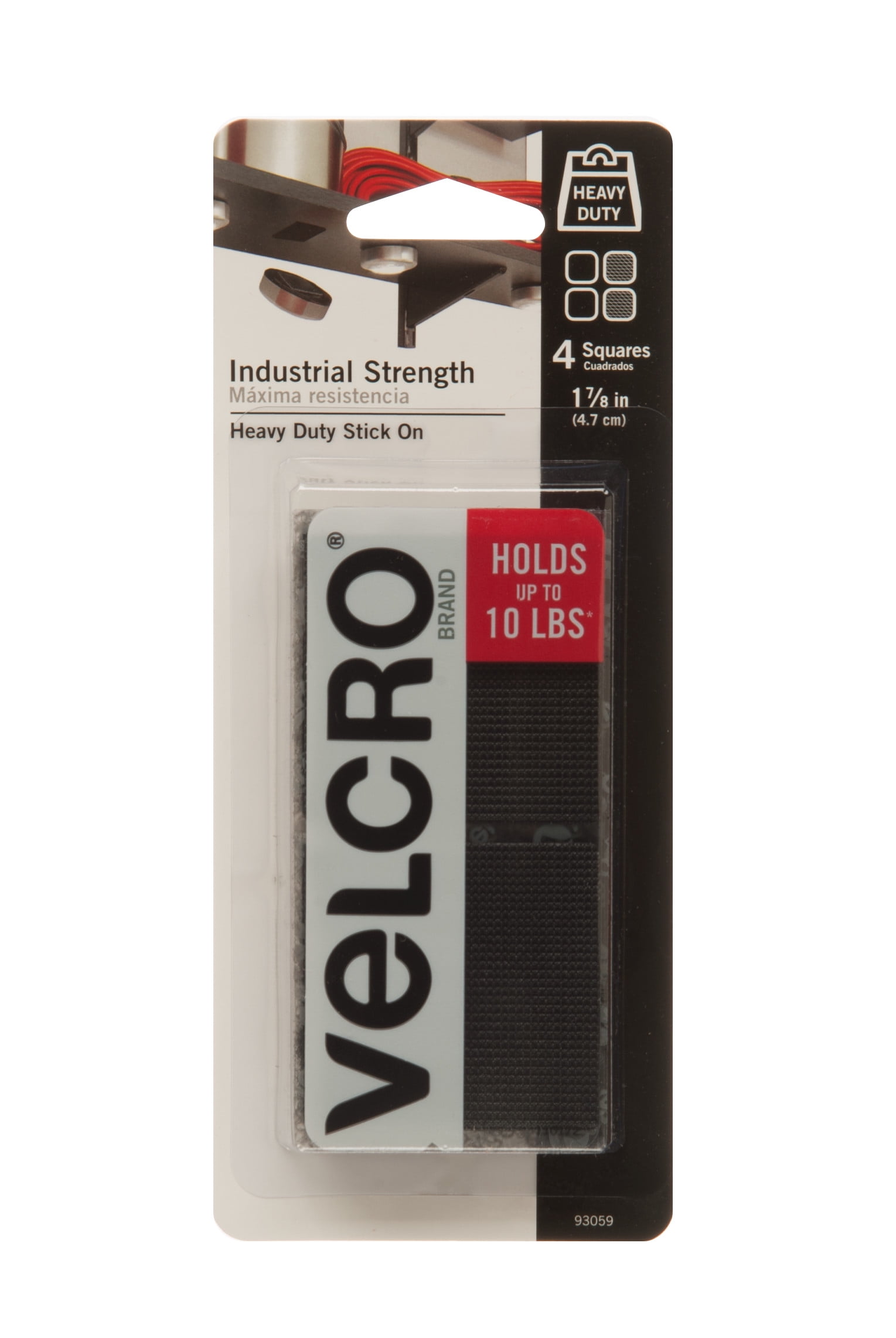 W Black  4 pk Velcro  Industrial Strength  Hook and Loop Fastener  1-7/8 in 