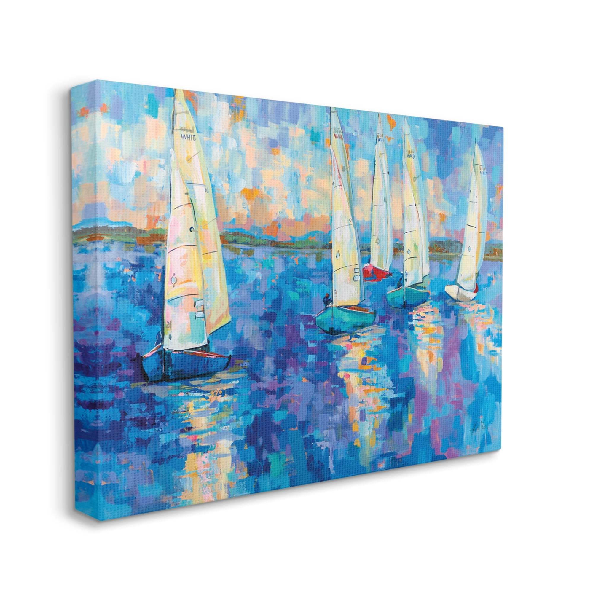 Stupell Industries Expressive Sailboat Waters Abstract Nautical Ship Painting, 20 x 16, Design by Jeanette Vertentes