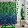 thumbnail image 5 of Shower Curtain, Retro Peacock Texture Pattern Waterproof Shower Curtain Set with Hooks for Bathroom Showers,Stalls and Bathtubs,60x72In Green Blue, 5 of 9