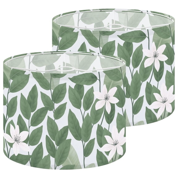 Lampshades 2 Pack Botanical seamless banana leaves vines other leaves light 13"x13"x10" Light Shade for Table Lamps Floor Lamps Drum Lamp Shades Lampshade Replacement Easy Assembly