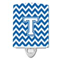 thumbnail image 1 of Carolines Treasures CJ1045-TCNL Letter T Chevron Blue & White Ceramic Night Light, 1 of 1