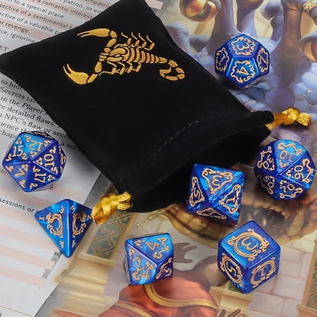 Premium Polyhedral Dice Set (7pcs) with a Drawstring Bag for D&D RPG MTG Table Games. Perfect for Gaming Halloween Christmas Gifts and Fantasy Role-Playing Adventures
