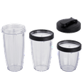 thumbnail image 6 of Mainstays 10-Piece Blender Set, Black, 300W, with 3 Jars (10oz, 16oz, 18oz), 2 Drinking Lids, Stainless Steel Blade, 6 of 8