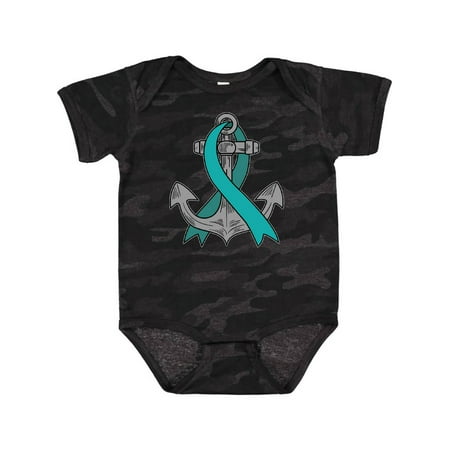 

Inktastic Anchor with Teal Ribbon for Ovarian Cancer Awareness Gift Baby Boy or Baby Girl Bodysuit