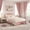 Pink White (With Drawers), variant on Twin Size Upholstered Bed Frame with LED Lights and Storage Drawers, Features Fabric Headboard and Wood Slats, No Box Spring Needed, Princess Bed for Girls in Blue and White