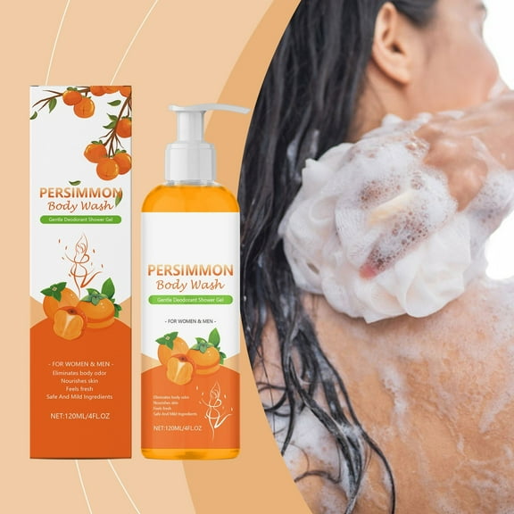 Deodorizing Body Wash, Natural Persimmon Extract Body Cleansing Shower Gel, Refreshing & Moisturizing, Clean & Nourishing 120ml