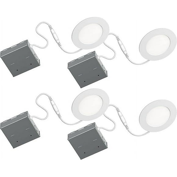 BAZZ STAK Luminaire Encastré Intégré à LED 4 14 Pouces Blanc 4000k (4 pack)