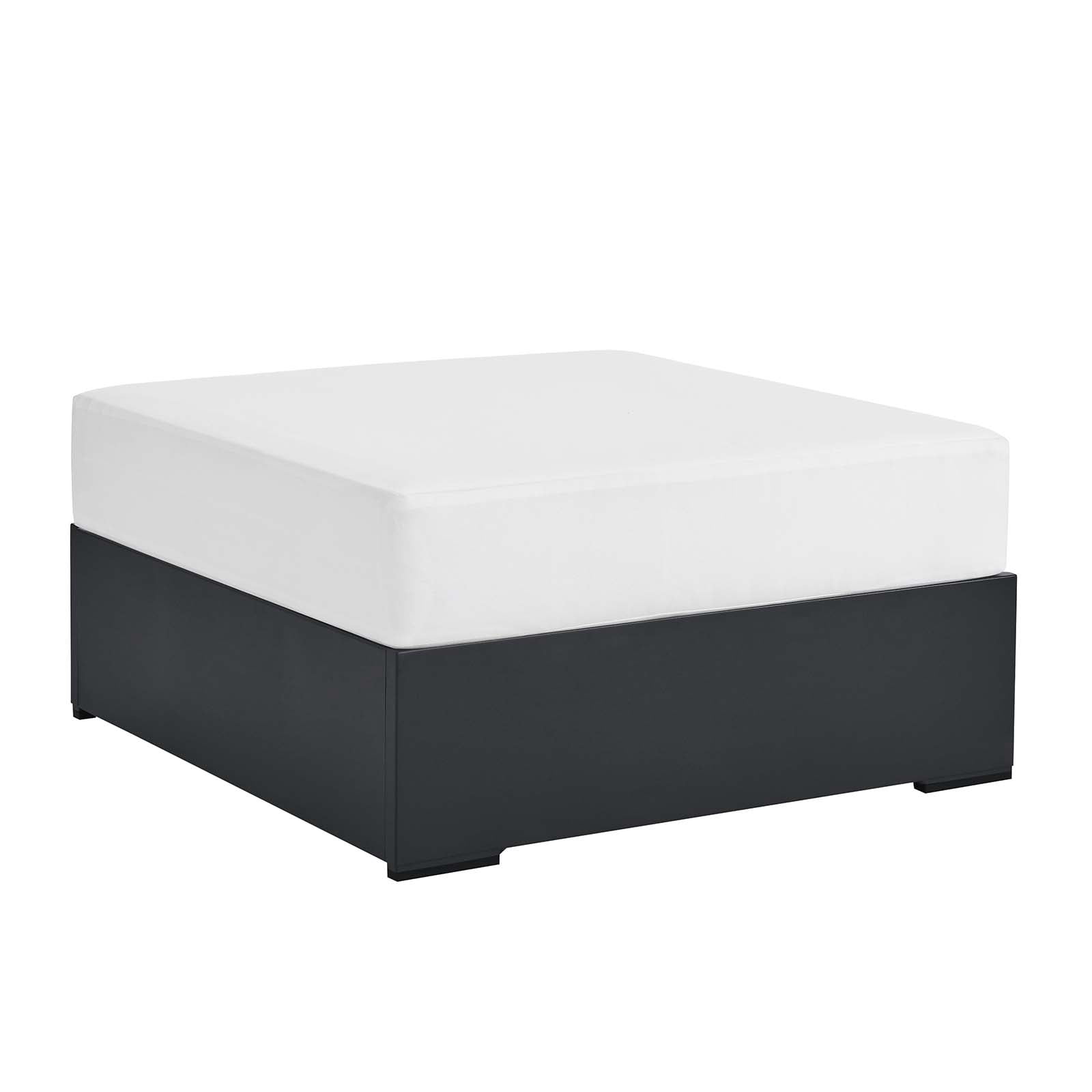 Tahoe Outdoor Patio Powder-Coated Aluminum Ottoman in Gray White