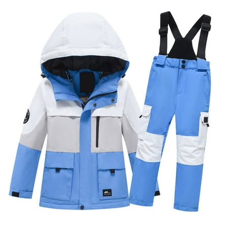 Ruyang Kids Waterproof Ski Suits Girls Boys Two Piece Snowsuits Toddler Windproof Warm Jackets Winter Snow Pants 3-12 Years
