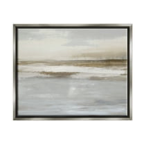 Stupell Industries Cloudy Abstract Landscape Landscape Painting Gray Floater Framed Canvas Art Print Wall Art, 21 x 17