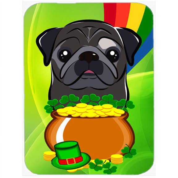 Black Pug St. Patricks Day Mouse Pad, Hot Pad or Trivet