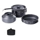 thumbnail image 4 of Juego de cocina para acampar de 3 piezas, olla, sartén, hervidor, mango plegable, aleación de aluminio, portátil Negro, 4 of 9