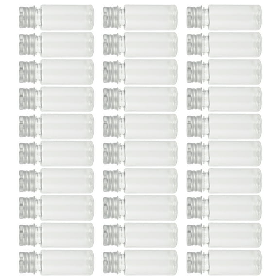 30 Pcs Bottled Empty Dispensing Plastic Bottles with Aluminum Lids Transparent Clear Shot Caps Spiral Travel Flask