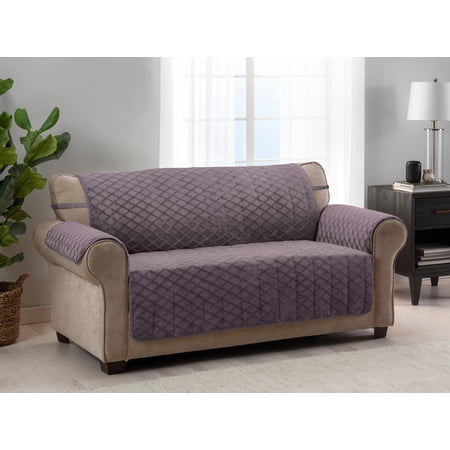 Innovative Textile Solutions 1-piece Fairmont Diamond Plush Sofa Furniture Cover  Amethyst