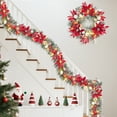 thumbnail image 2 of 24 Inch Christmas Wreath with Lights, Pre-Lit Xmas Wreath with Red Berries and Christmas Decorations, Christmas Wreath for Front Door, Windows, Wall, Mantel Decoration, 2 of 7
