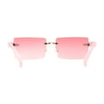 thumbnail image 4 of Mens Classic Minimal Thin Rectangle Rimless Sunglasses Pink, 4 of 4