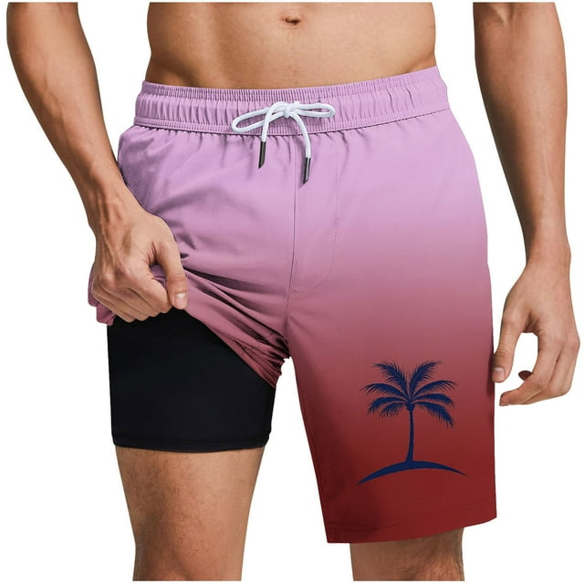 Pantalones Cortos Casuales para Hombre Imprimir con Bolsillos Pantalones de Playa de Cintura Elástica, Pantalones Cortos de Cintura Elástica para Hombre
