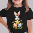 thumbnail image 1 of Blusas y camisas de manga corta con cuello redondo Camiseta estampada de manga corta de Pascua para niños Cuello redondo Manga corta Casual Versátil Para niñas Niños Top de poliéster, 1 of 5