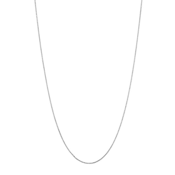 14K White Gold 30in 1.2mm Diamond-Cut Round Wheat Chain with Lobster Clasp