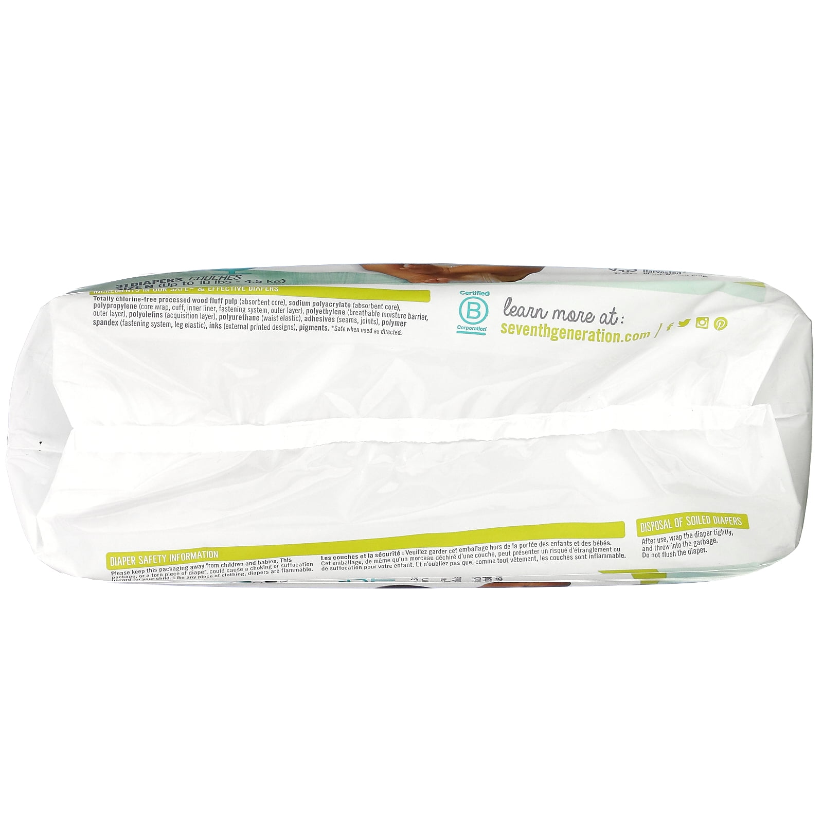Seventh Generation Sensitive Protection Free & Clear Baby Diapers - Newborn 31 count
