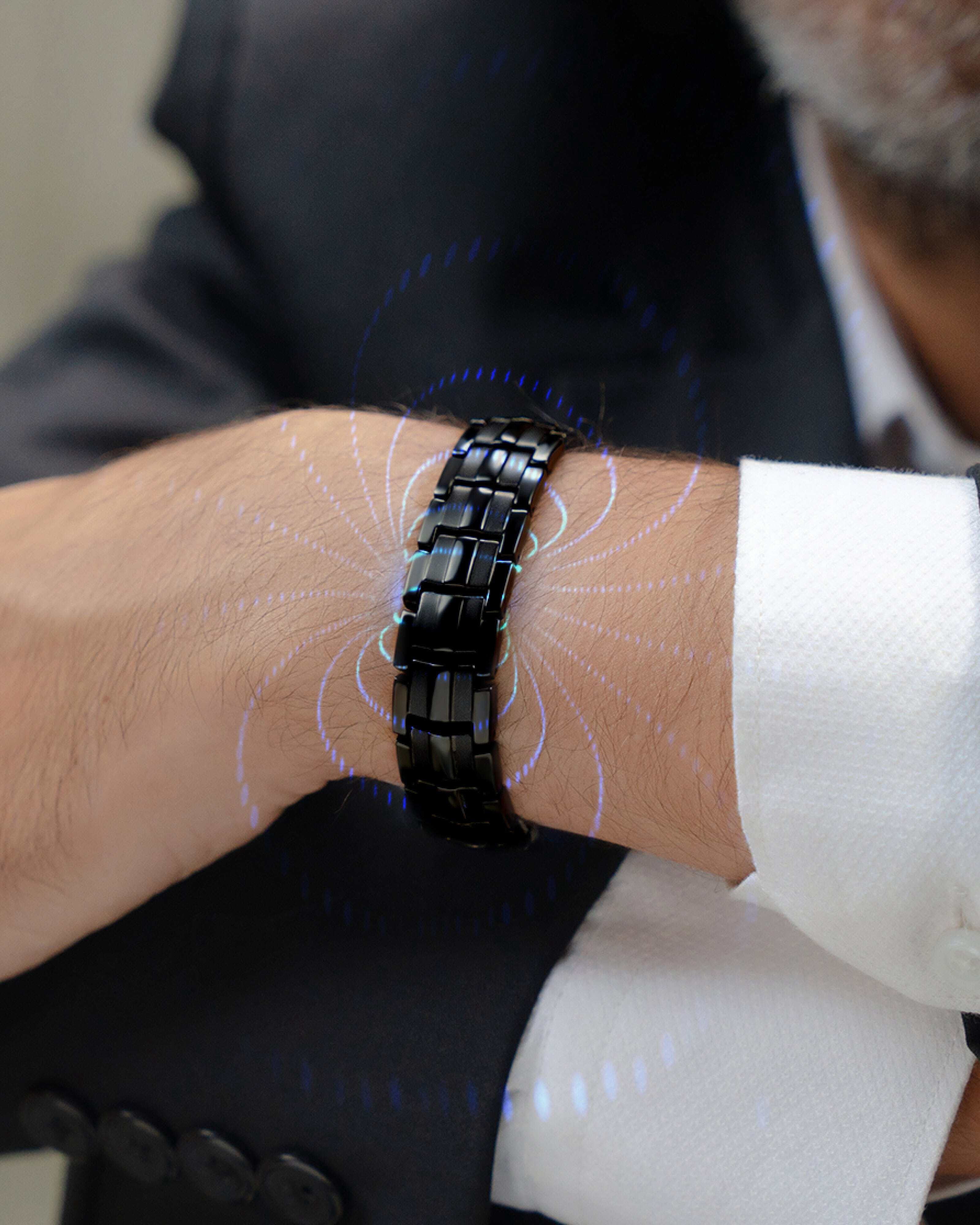 MagnetRX Bracelets for Men — EllipseMAX Designed in USA & Patent Pending — Premium Titanium Mens Bracelet & Adjustable Length (Black)