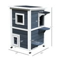 thumbnail image 4 of Pefilos 32" Cat House for Outdoor Cats, 2-Story Wood Cat Condo Weatherproof Cat Shelter with and Escape Door, Dark Gray, 4 of 9