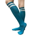 thumbnail image 4 of COUVER Womens Plain Striped Cotton Knee High Socks Turquoise Medium 3 Pairs, 4 of 6