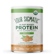 FOUR SIGMATIC Superfood Organic Plant-Based Protein With Chaga Mushroom & Ashwagandha, Canister, Peanut Butter, 1.32 Pound (Pack Of 1), 21.16 Oz