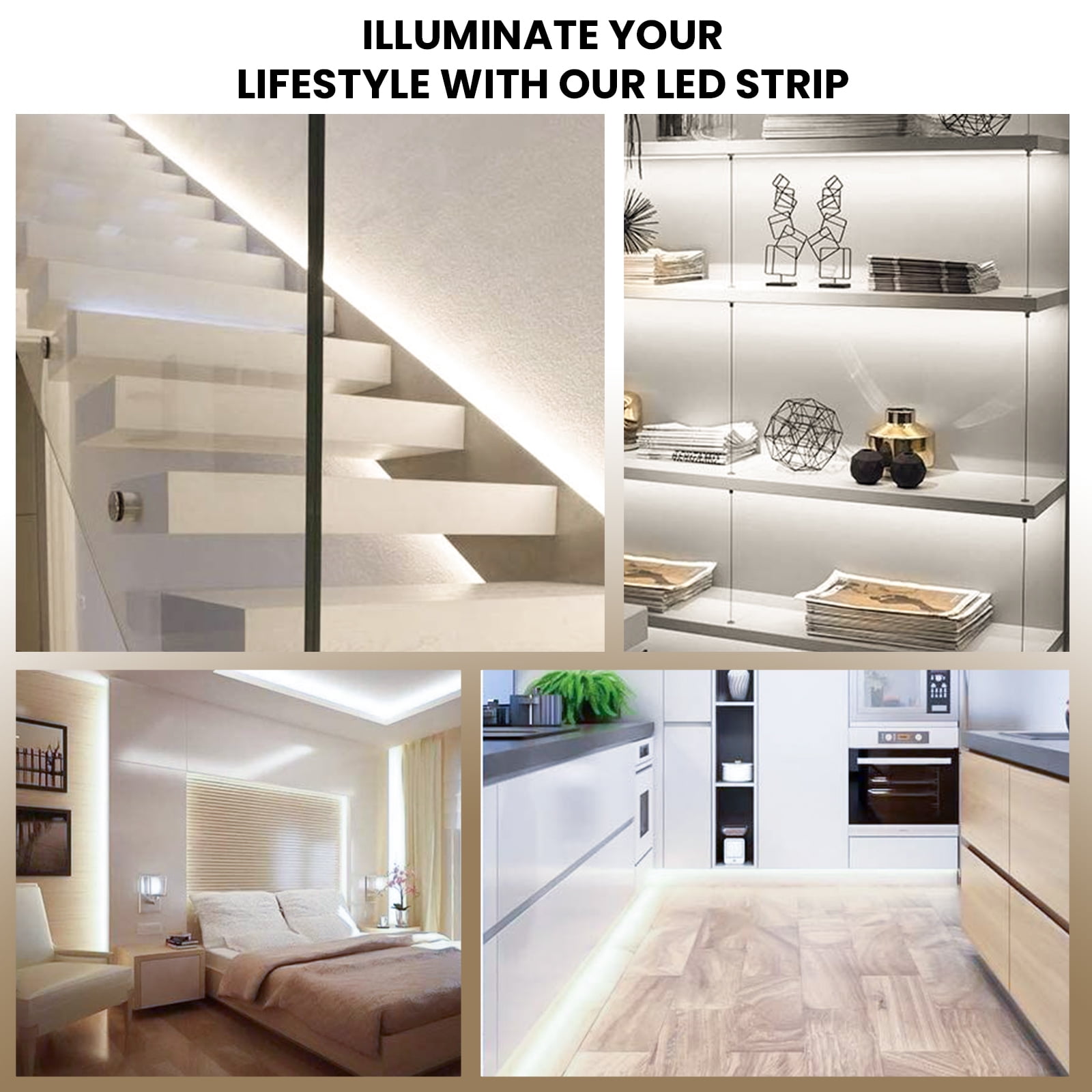 LEDupdates 16ft 2835 LED strip light tape light white flexible SHAPABLE Turn angle with UL power