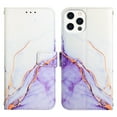 thumbnail image 3 of SaniMore Case for iPhone 14 Pro Max 6.7" 2022, PU Leather Case Luxury Marble Wireless Charigng Kickstand Magnetic Clasp Cash Pocket Detachable Wrist Strap Fashion Cover for Girls Women, Purple & White, 3 of 6