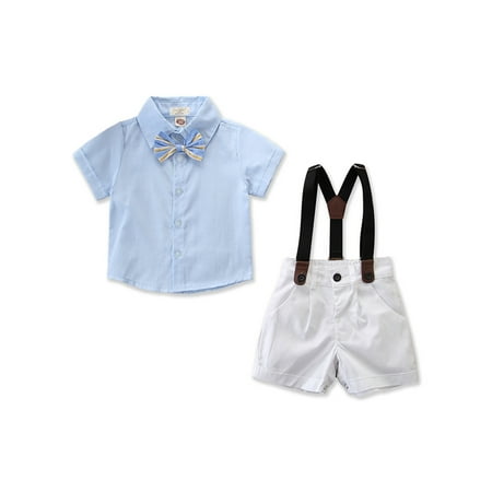 

uukiA 3-24Months And 2-4 Years Infant Boys Short Sleeve Shirt Bodysuit Pants Set Two Piece Set