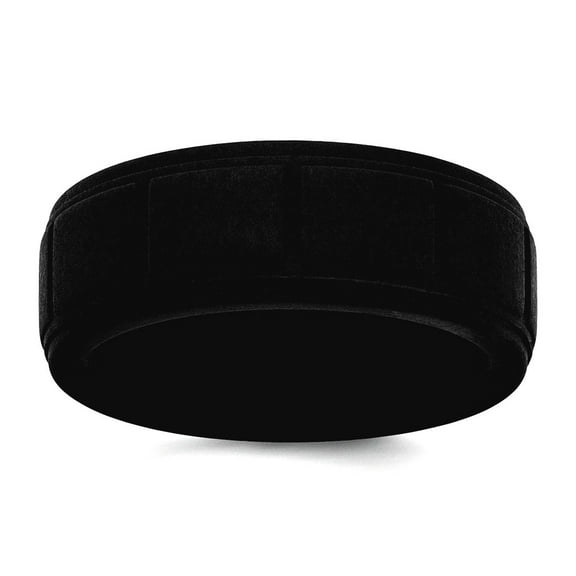 Silicone Black 8mm Grid Pattern Band Size 8 Ring for Women and Men