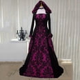 thumbnail image 6 of Renaissance Dress Women with Hood Peasant Gothic Gown Dresses Ball Gown Vintage Victorian Dresses Halloween Costume Purple 4XL, 6 of 9